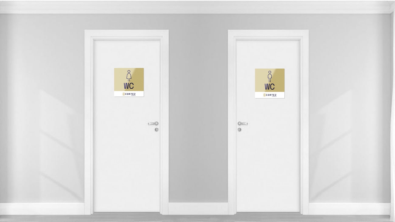 Cortez Câmbio Sinalização banheiros WC