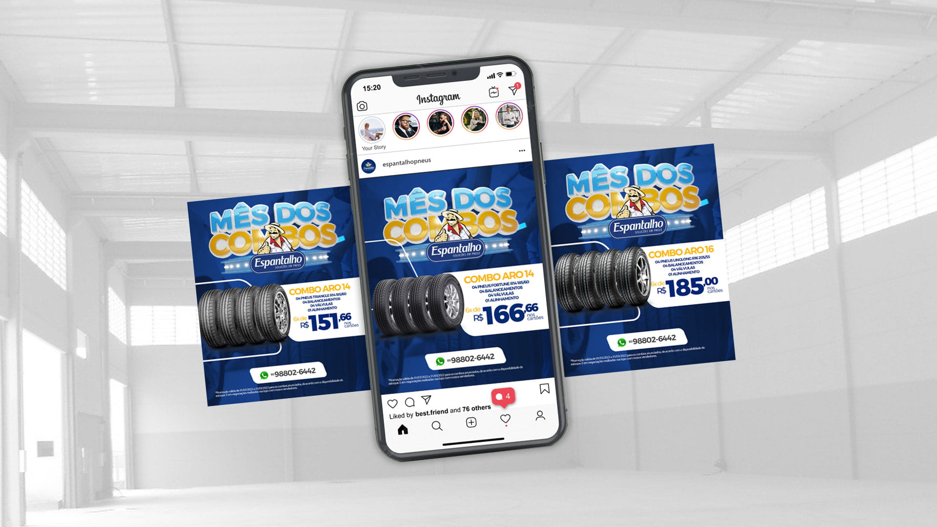 Portifolio Post Instagram Mês dos combos Espantalho Pneus