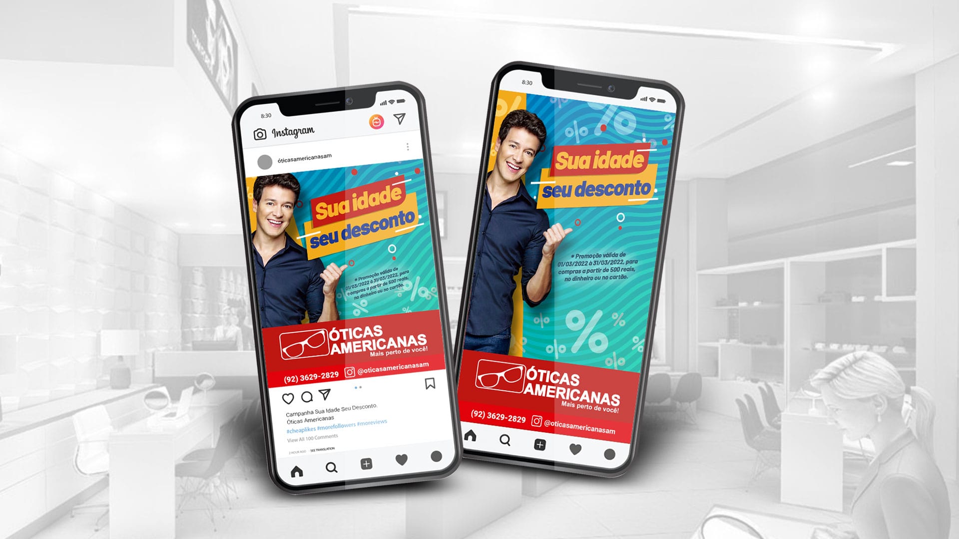 Propaganda de publicidade Sua idade Seu desconto Óticas Americanas
