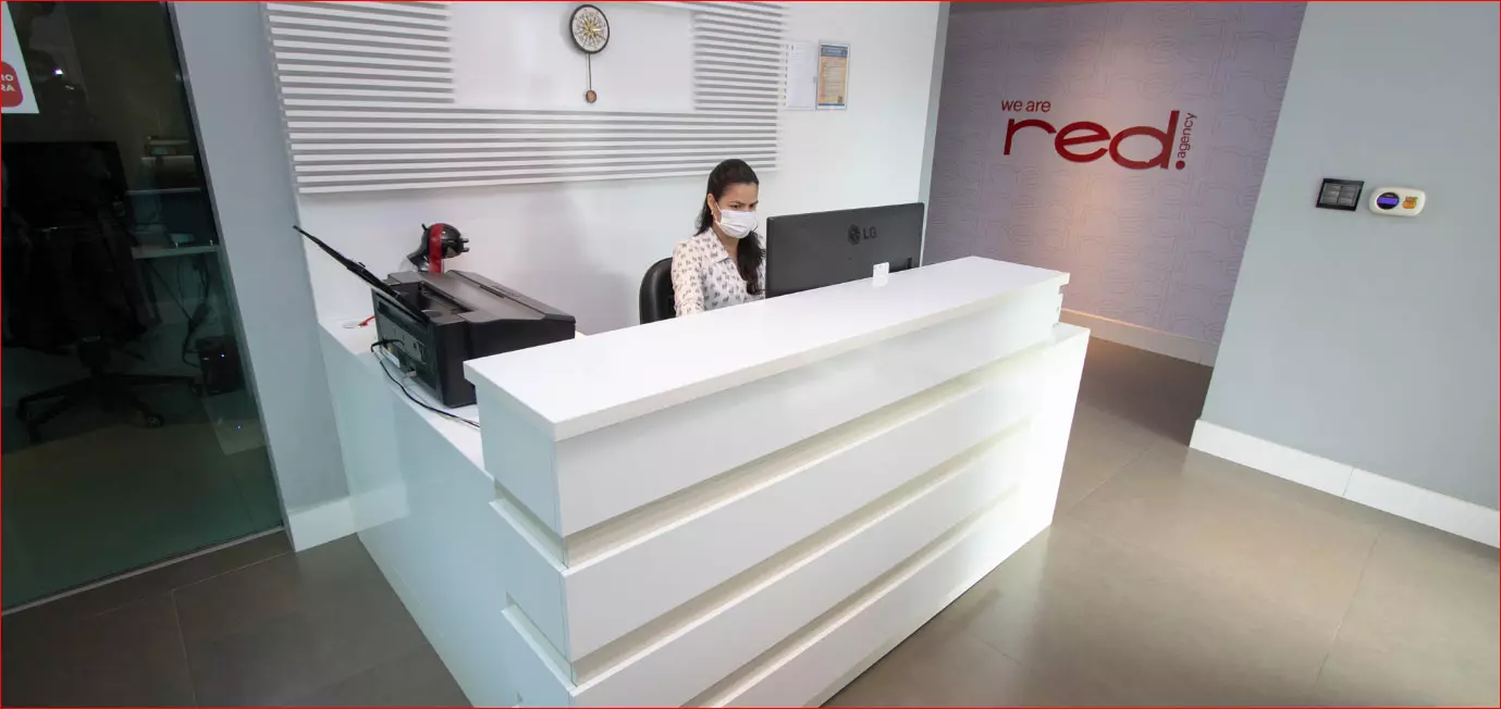 Imagem da recepção/entrada da RED Agency